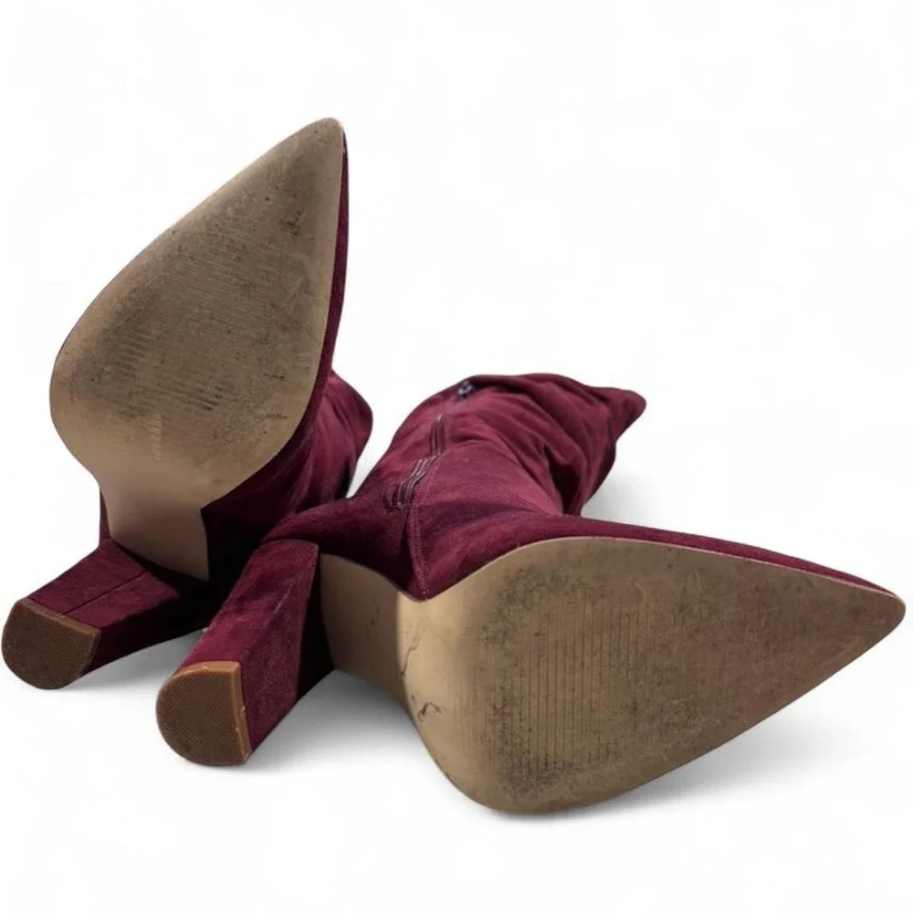 JustFab Phelan Burgundy Slouchy Knee-High Boots -‎ Size 7.5